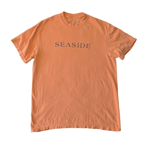 Seaside Florida T Shirt Sz M Orange Navy Blue Unisex Whatever Floats Your Boat - Picture 1 of 5